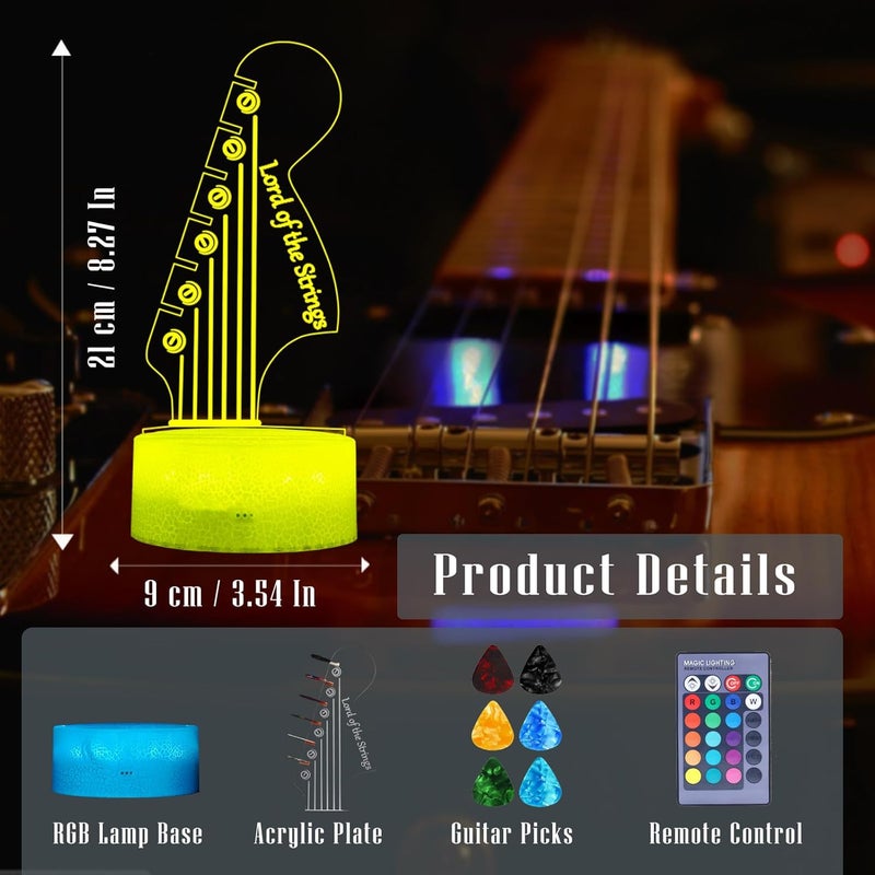 Posshe Guitar Pick Holder, Light Up Guitar Pick (USB Powered / Battery Powered) Display with Remote RGB 16-Color Pick Storage Rack, Acoustic Electric Bass Ukulele Violin Accessories Gift(Include 6 Picks) - Image 3